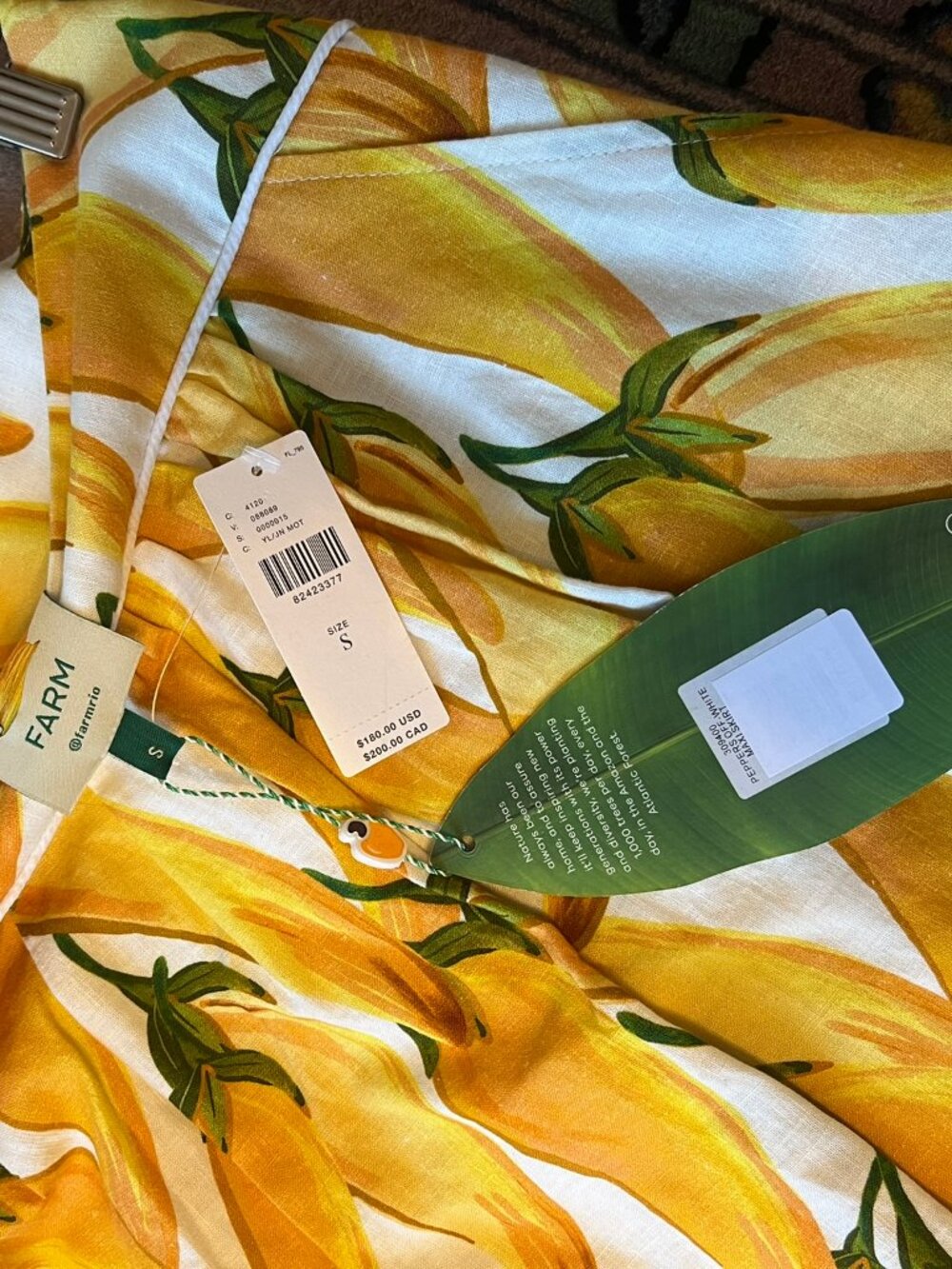 Peppers Print Linen Blend Maxi Skirt Farm Rio NWT - Picture 7 of 7